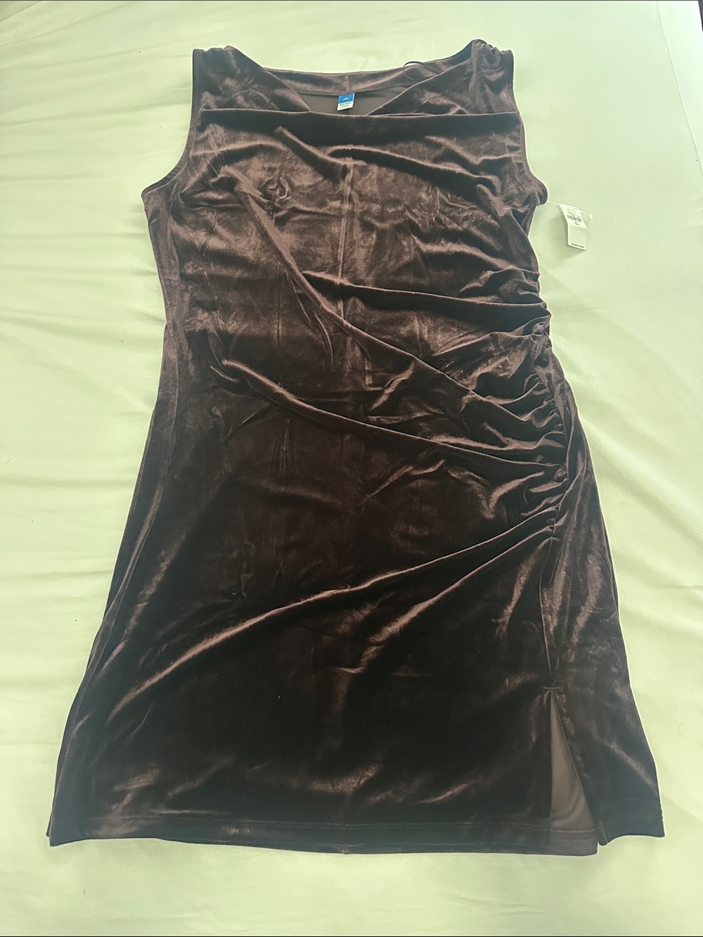 Old Navy Sleeveless Velvet  Dress - Brown Cowl Neck ruching & to the knee